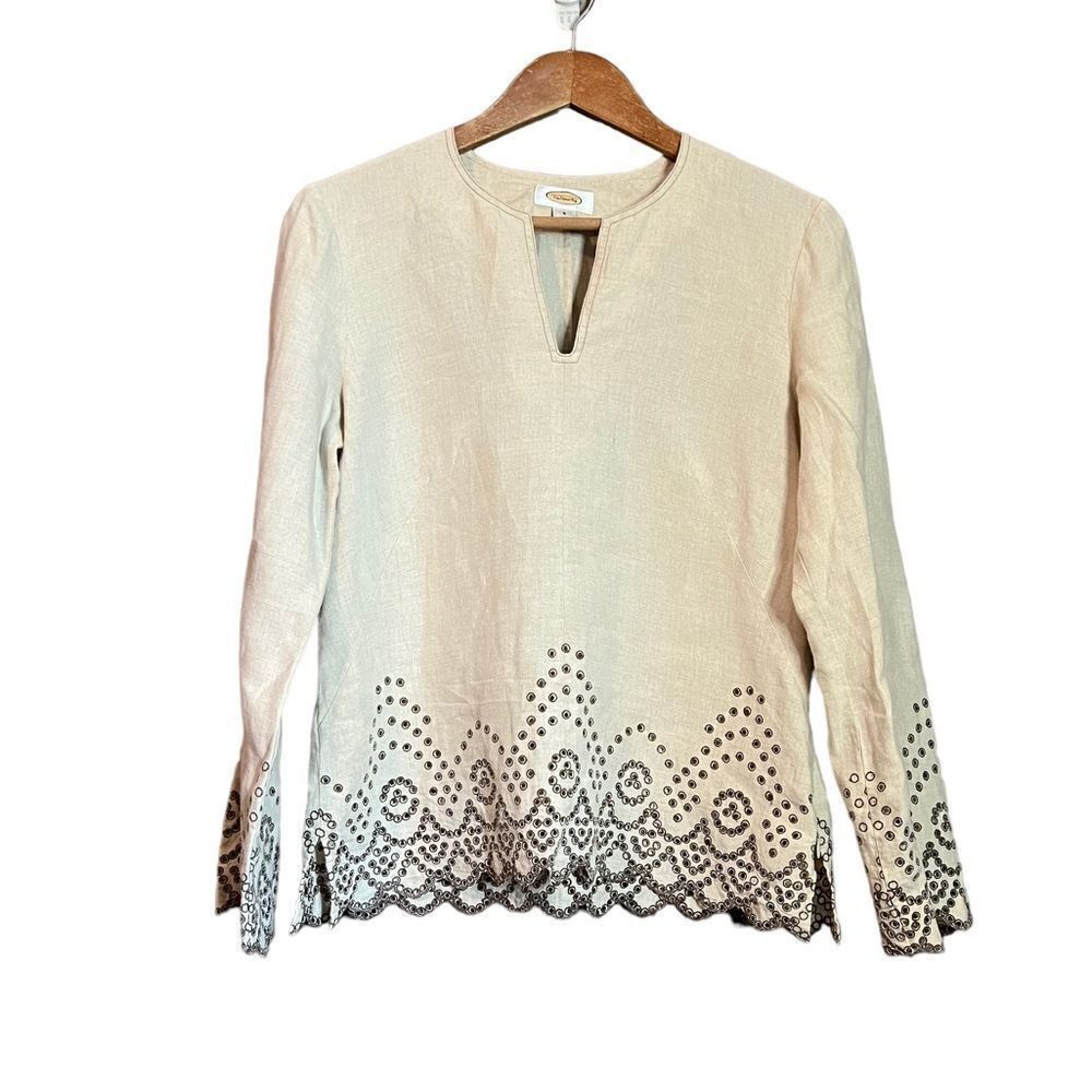 Talbots 100% linen‎ long sleeve blouse. Size 6